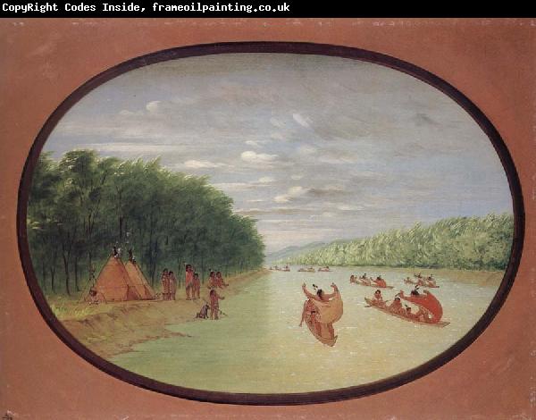 George Catlin Primitive Sailing by the Winnebago indians